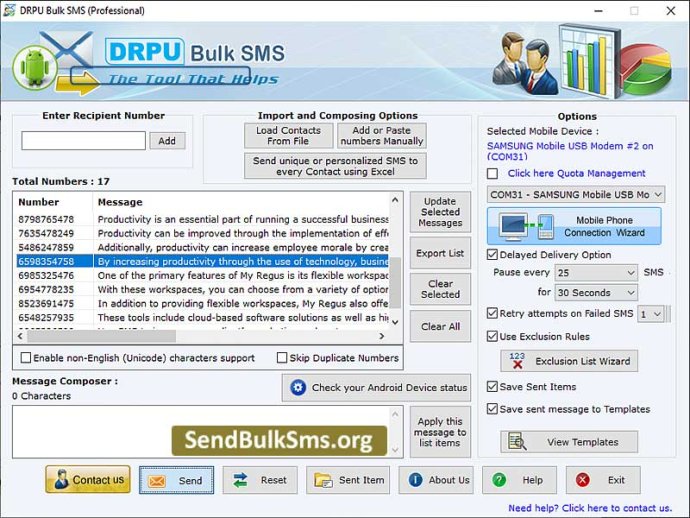 GSM Mobiles Bulk SMS Software