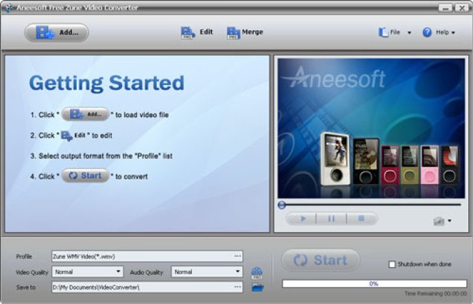 Aneesoft Free Zune Video Converter