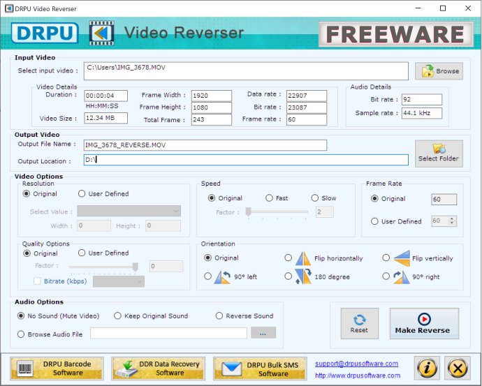 DRPU Video Reverser Freeware Software