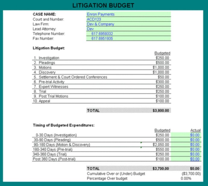 FastAnswer Litigation Budget