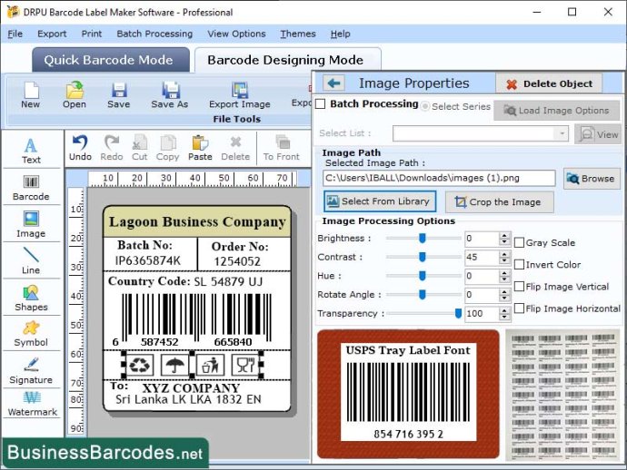 USPS Tray Label Barcode Software