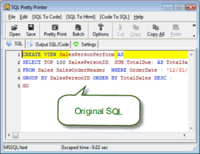 SQL Pretty Printer Desktop Version