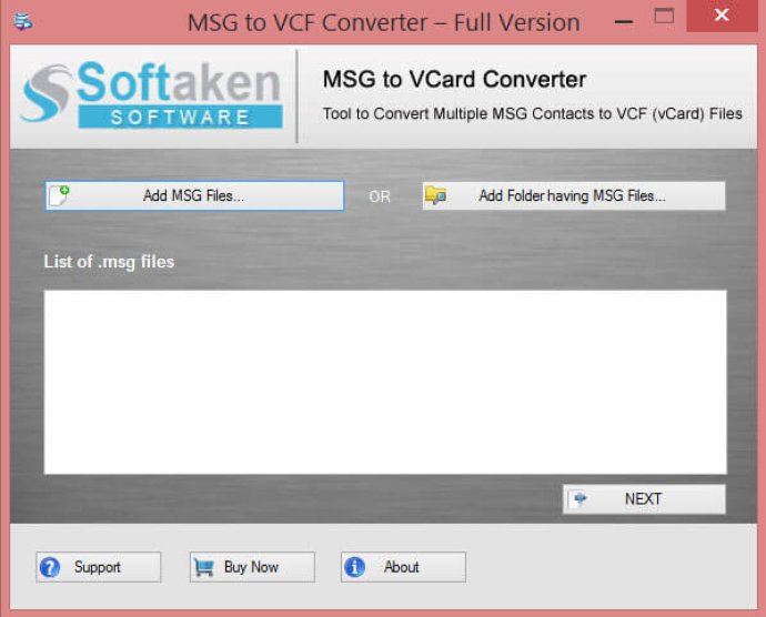 Softaken MSG to VCF Converter