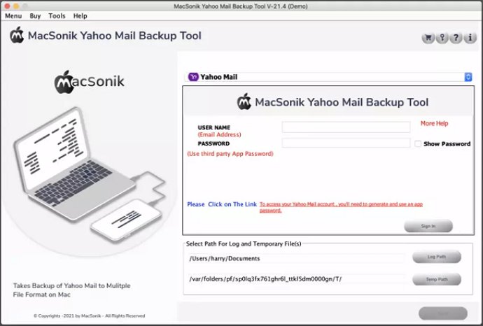 MacSonik Yahoo Mail Backup Tool