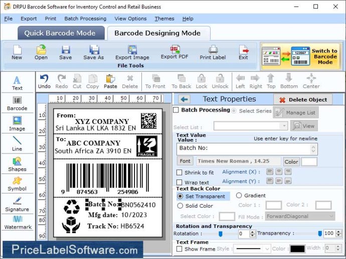 Barcode Generator for Packaging