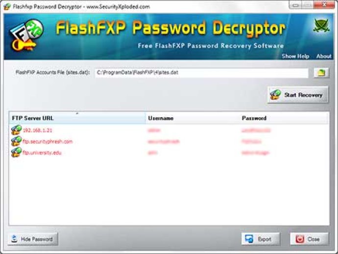 Password Decryptor for FlashFXP