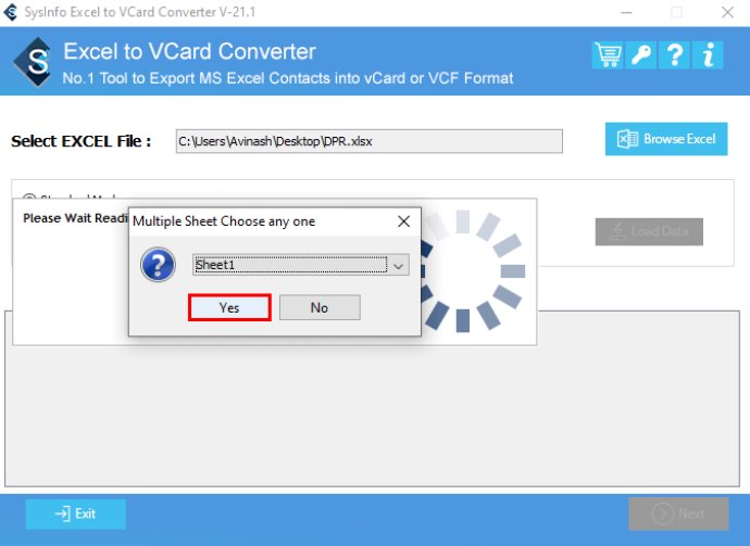 Sysinfo Excel to vCard Converter
