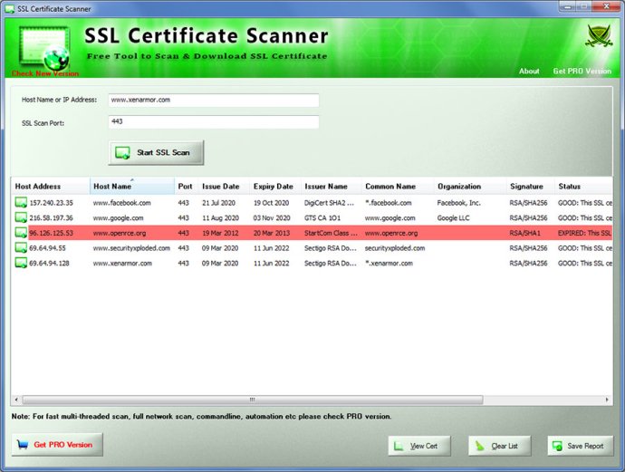 SSL Certificate Scanner