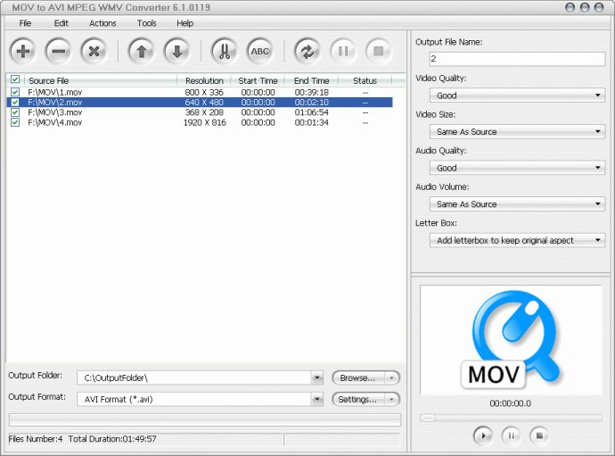 MOV to MPG AVI WMV Converter