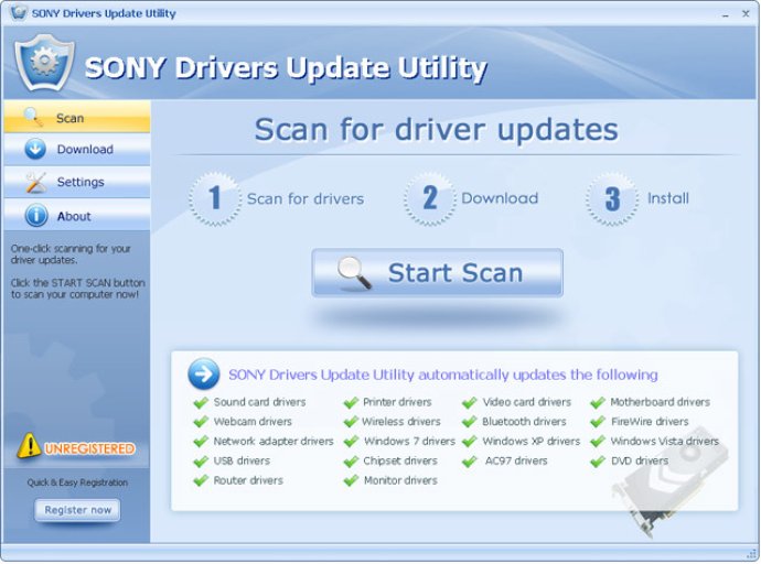 SONY Drivers Update Utility For Windows 7 64 bit