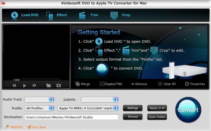 4Videosoft Mac DVD to Apple TV Converter