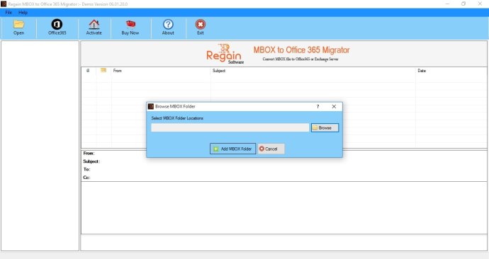 Regain MBOX to Office 365 Migrator