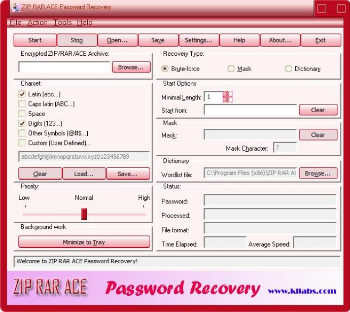 KLLabs ZIP RAR ACE Password Recovery