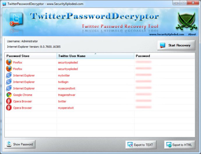 Password Decryptor for Twitter