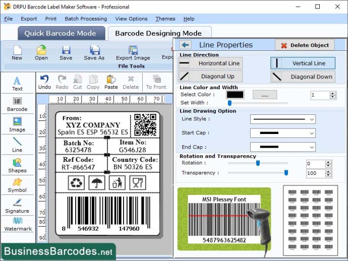 Download MSI Plessey Barcode Software
