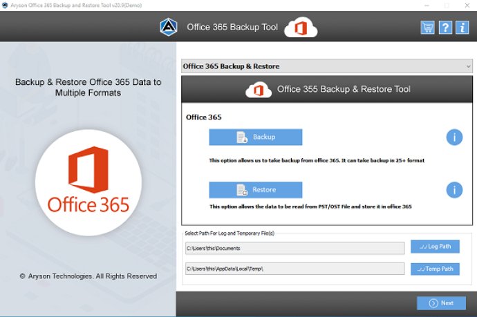 Aryson Office 365 Backup & Restore Tool