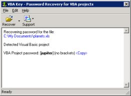 VBA Password Recovery Key
