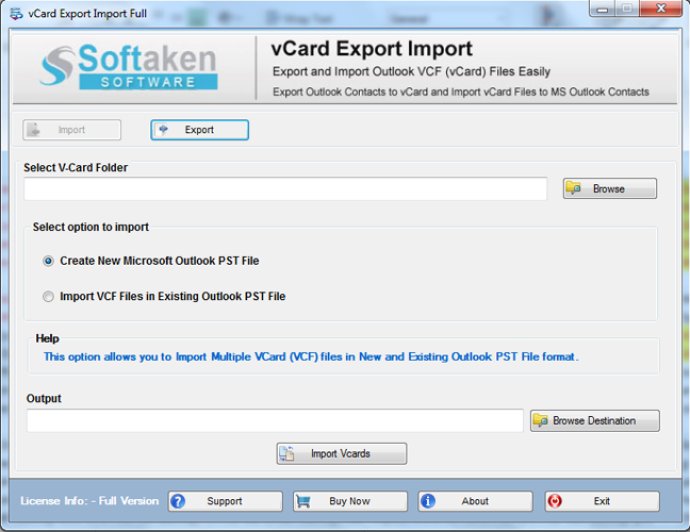 Softaken vCard Export and Import