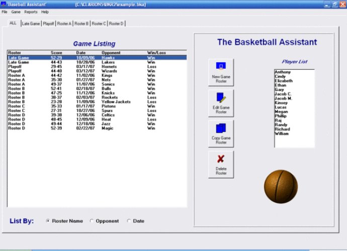 Basketball Roster Organizer Basketball Roster Organizer