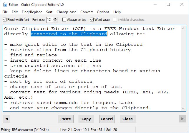 Quick Clipboard Editor