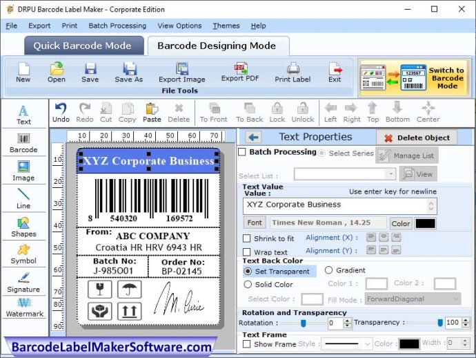 Barcode Label Software Corporate edition