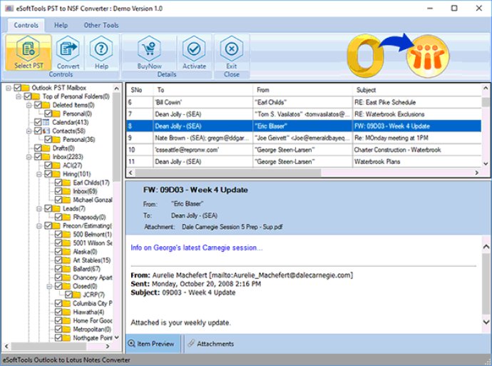 eSoftTools OST to NSF Converter