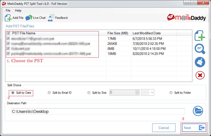 MailsDaddy PST Split Tool