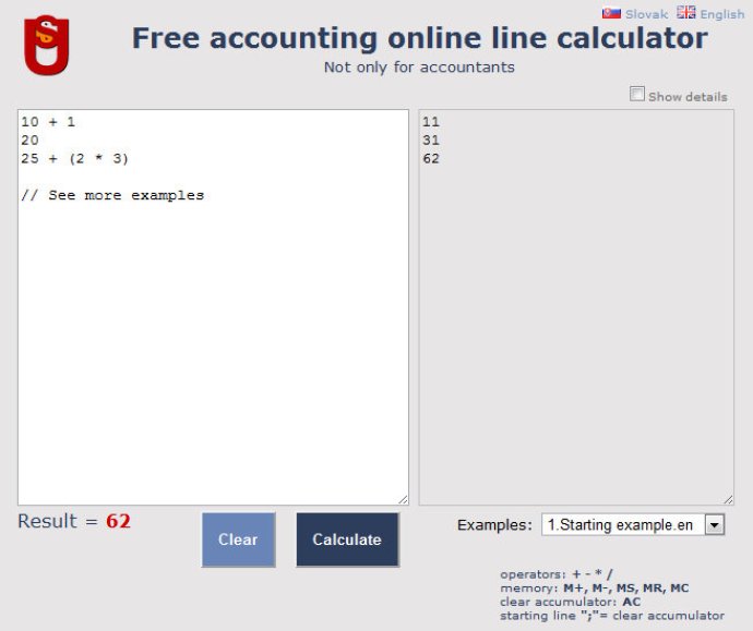 Free accounting online line calculator