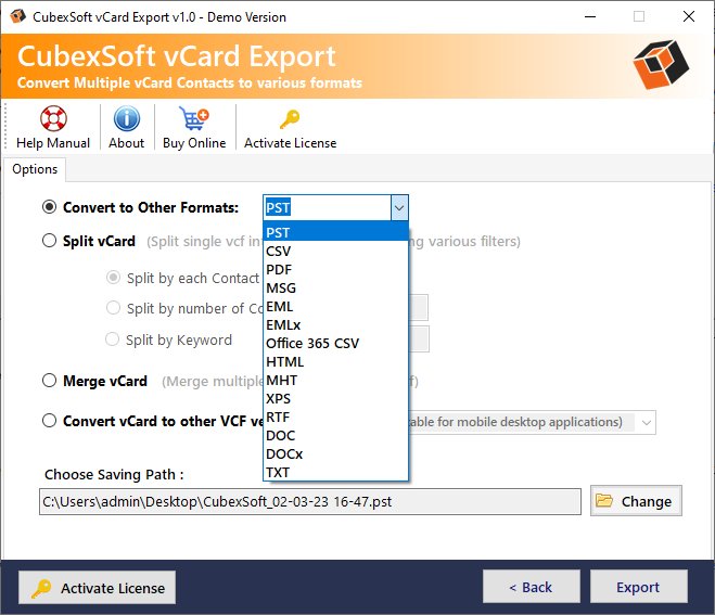 Create PST File From vCard