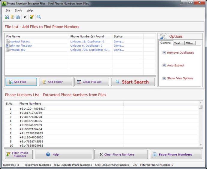 Phone Number Extractor Files Software