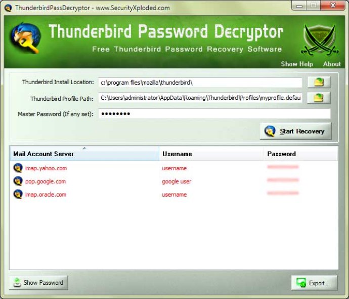 Password Decryptor for Thunderbird
