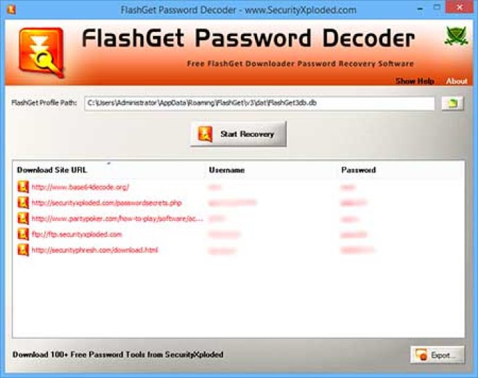 Password Decoder for FlashGet