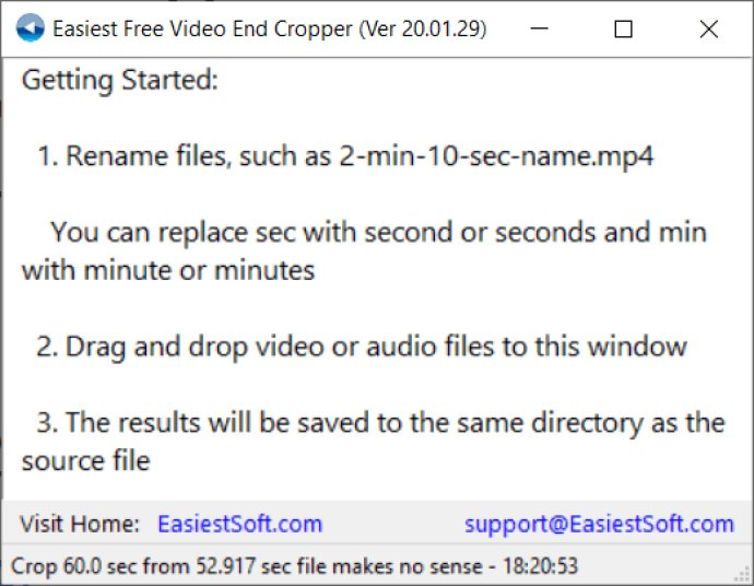 Easiest Free Video End Cropper