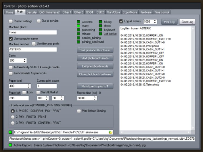 Photo booth cash control system