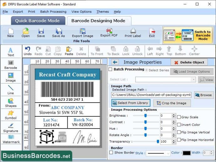 Standard Edition Barcode Designing Tool