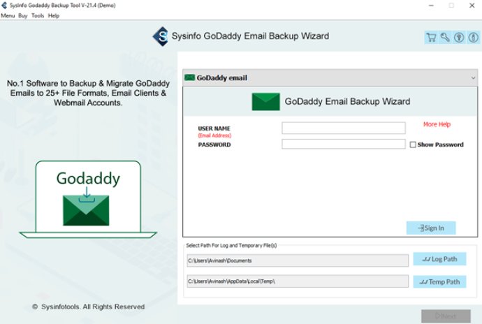 SysInfo Godaddy Email Backup