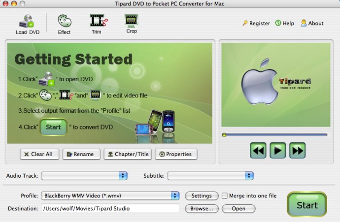 Tipard Mac DVD to Pocket PC Converter