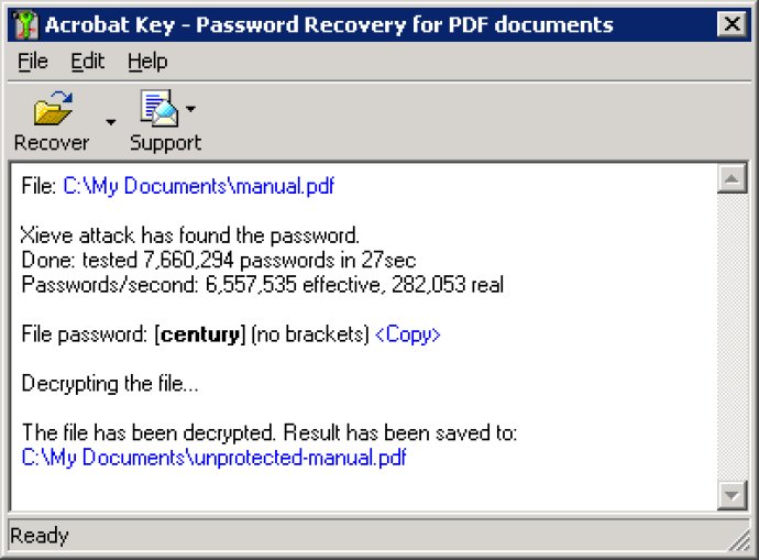 Acrobat Password Recovery Key