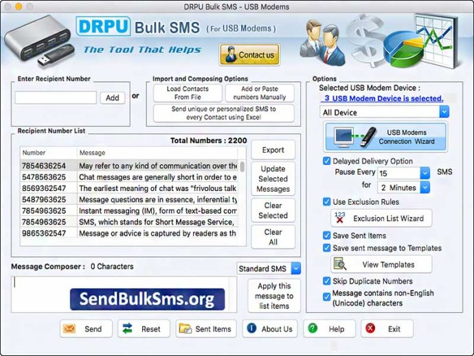 Mac USB Modem Bulk SMS Software