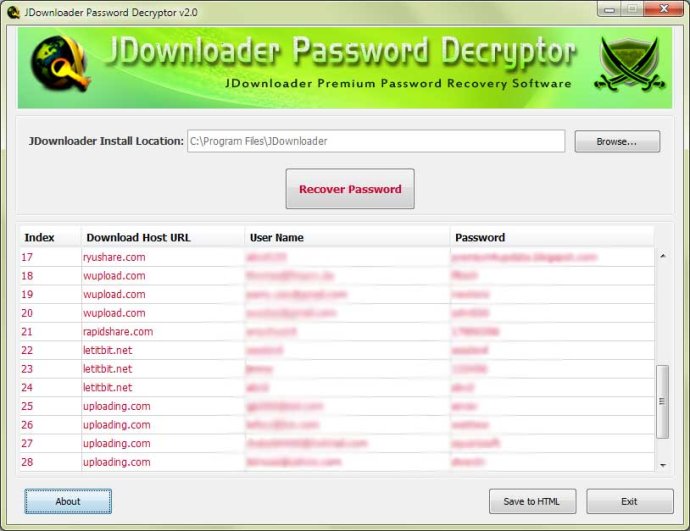 Password Decryptor for JDownloader