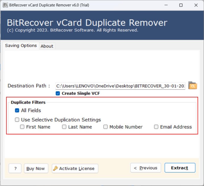 BitRecover vCard Duplicate Remover