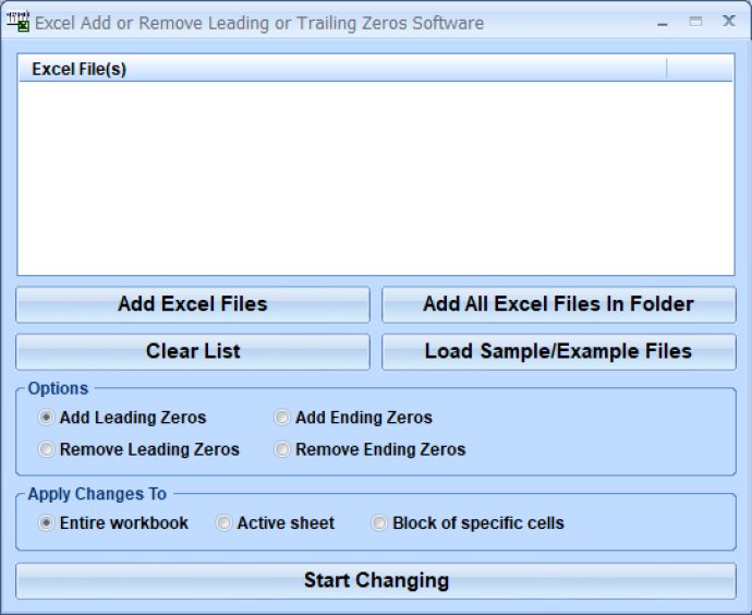 Excel Add or Remove Leading or Trailing Zeros Software