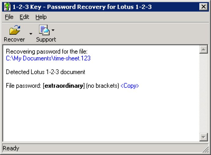 Lotus 1-2-3 Password Recovery Key