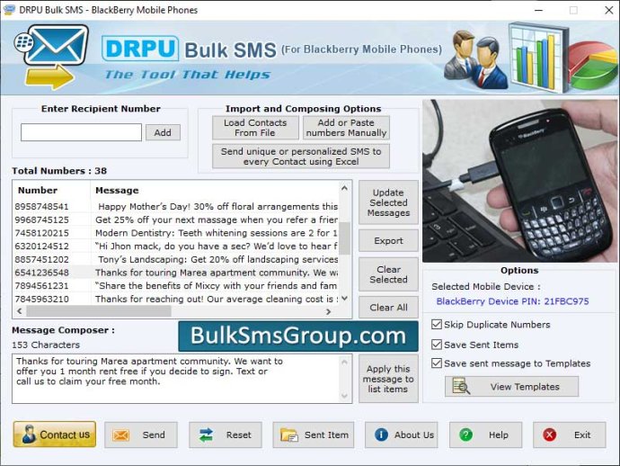 Group Text SMS BlackBerry Group Text SMS BlackBerry