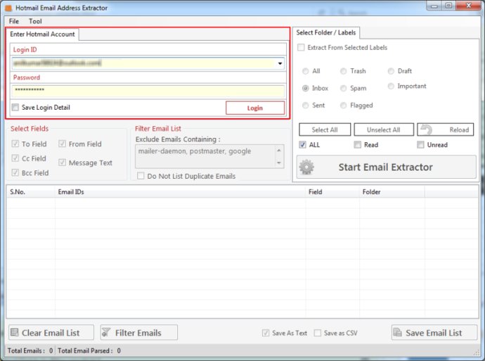 Hotmail Email Address Extractor
