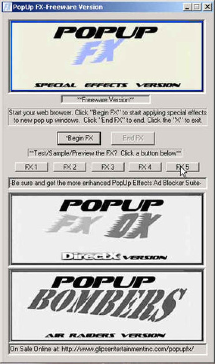 PopUp FX(tm) Freeware version