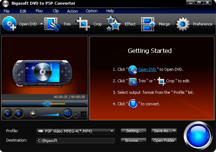 Bigasoft DVD to PSP Converter