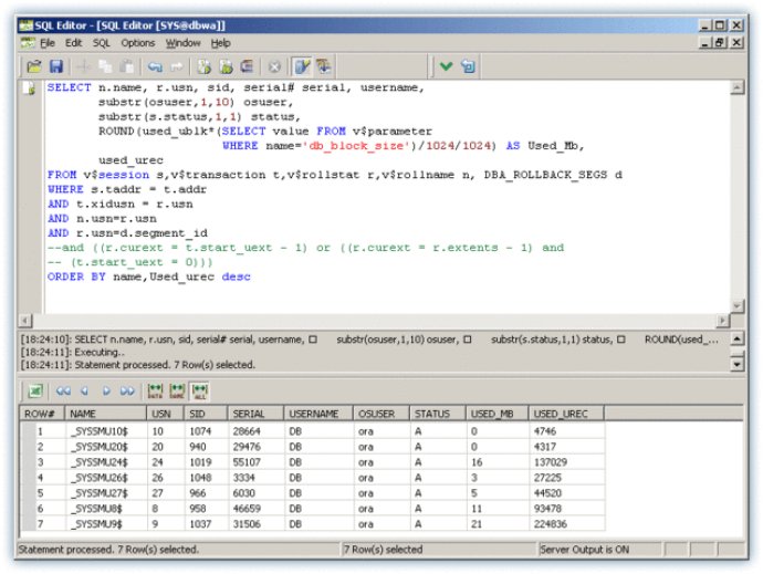 SQL Editor for Oracle