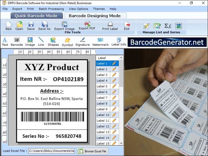 Manufacturing Barcode Generator