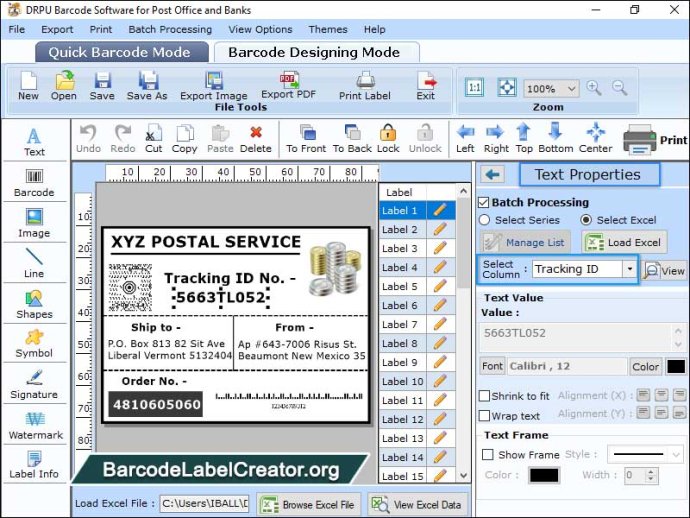 Barcode Creator for Post Office and Bank